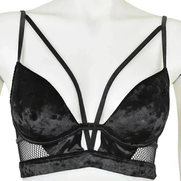La Senza Velvet Strappy  Bralette Bra Mesh Black Size Small - Picture 8 of 12